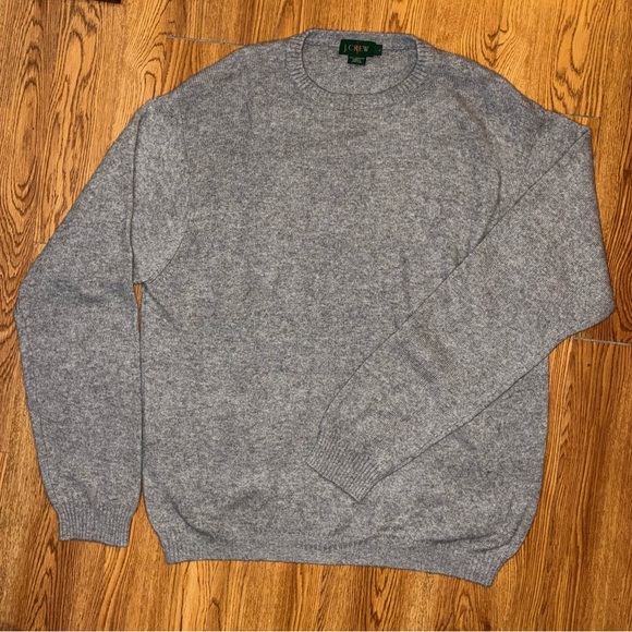Vintage 90’s J. Crew Men's Cashmere Classic Gray Crewneck Sweater Large - Picture 2 of 7